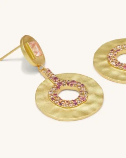 Geometrical Openwork Small Round Earrings - 18ct Gold Plated & Morgani