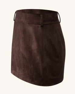 Grace Faux Suede Crop Top and Mini Skirt Set - Chocolate Brown
