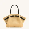 Hana Medium Faux Straw Tote Bag - Brown Straw