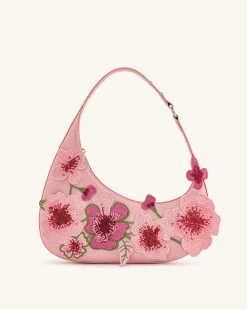 Harlee Embroidered Shoulder Bag - Pink