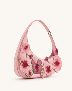 Harlee Embroidered Shoulder Bag - Pink