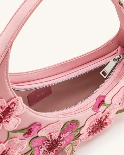 Harlee Embroidered Shoulder Bag - Pink