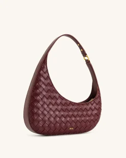 Harlee Weave Texture Shoulder Bag - Burgundy