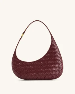 Harlee Weave Texture Shoulder Bag - Burgundy