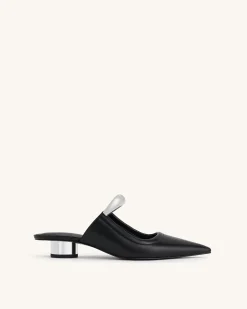 Helena Pierced Mules - Black
