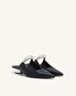 Helena Pierced Mules - Black