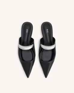 Helena Pierced Mules - Black