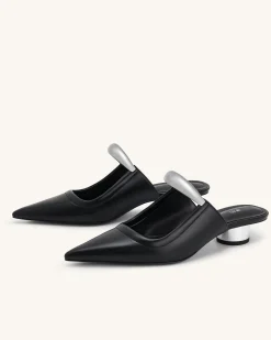 Helena Pierced Mules - Black