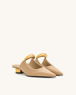 Helena Pierced Mules - Khaki
