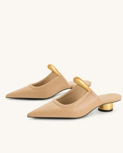 Helena Pierced Mules - Khaki