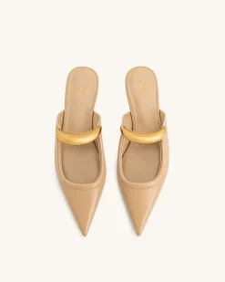 Helena Pierced Mules - Khaki