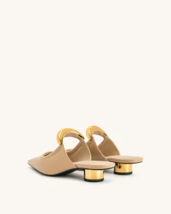 Helena Pierced Mules - Khaki