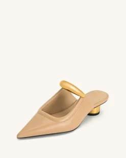 Helena Pierced Mules - Khaki