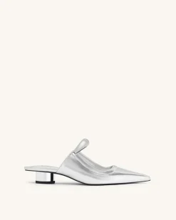 Helena Pierced Mules - Silver