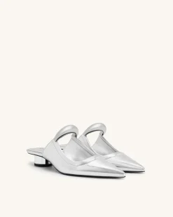 Helena Pierced Mules - Silver