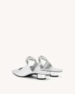 Helena Pierced Mules - Silver