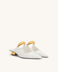 Helena Pierced Mules - White