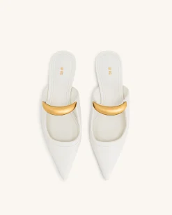 Helena Pierced Mules - White