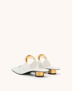 Helena Pierced Mules - White