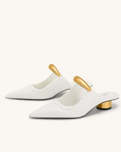 Helena Pierced Mules - White