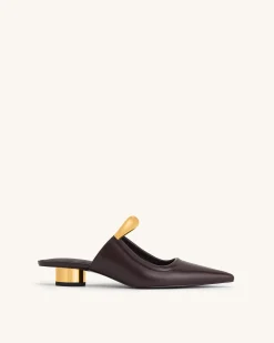 Helena Pierced Mules- Claret Red