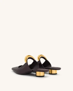 Helena Pierced Mules- Claret Red