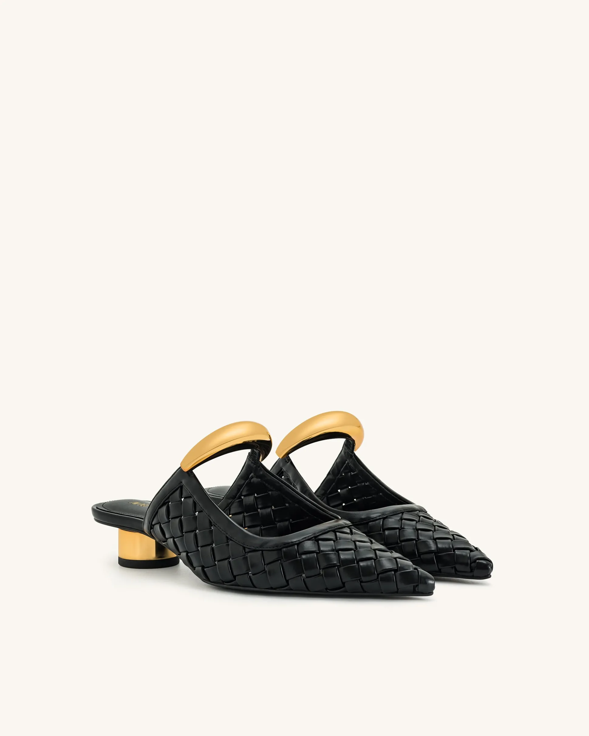 Helena Weave Pierced Mules - Black