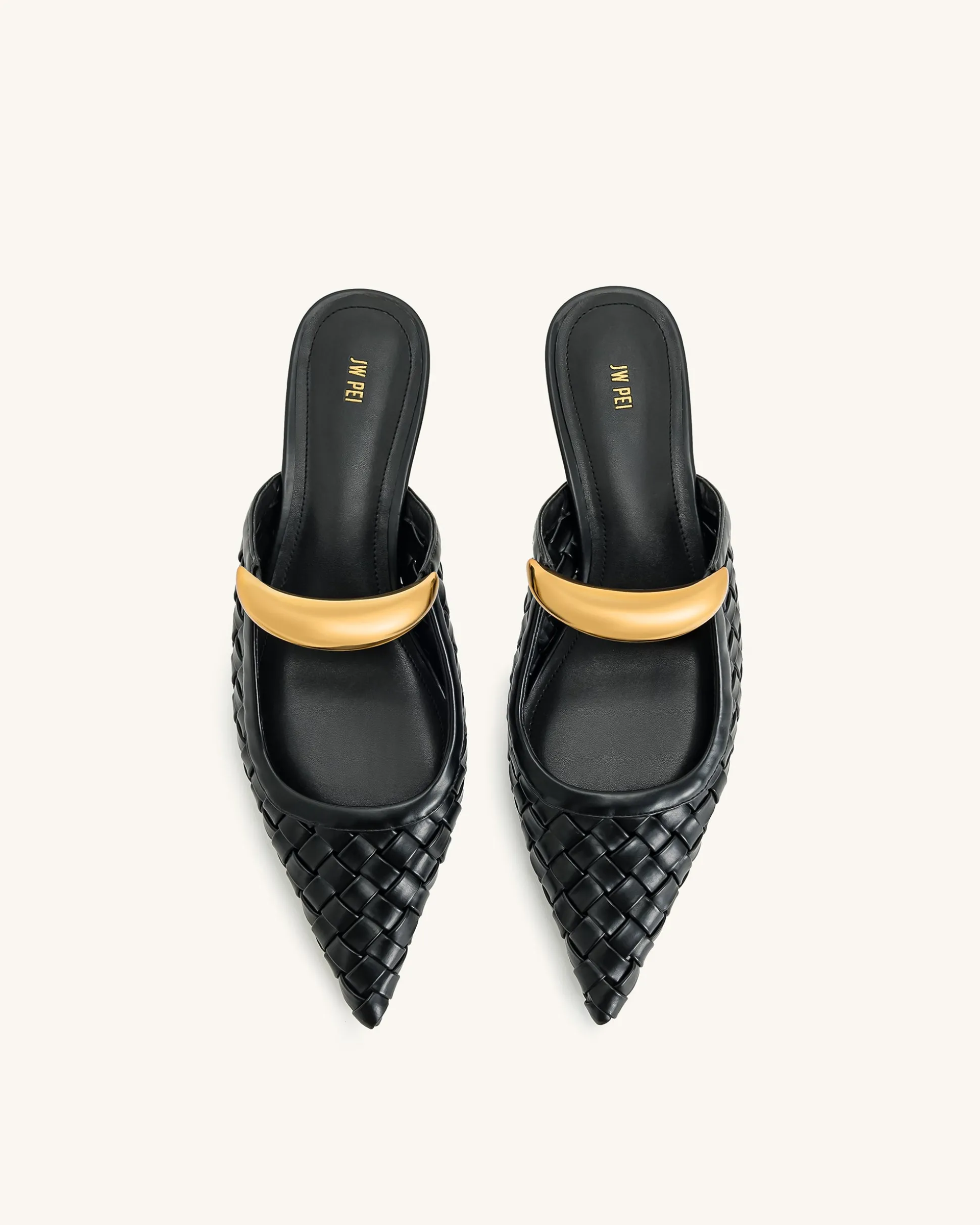 Helena Weave Pierced Mules - Black