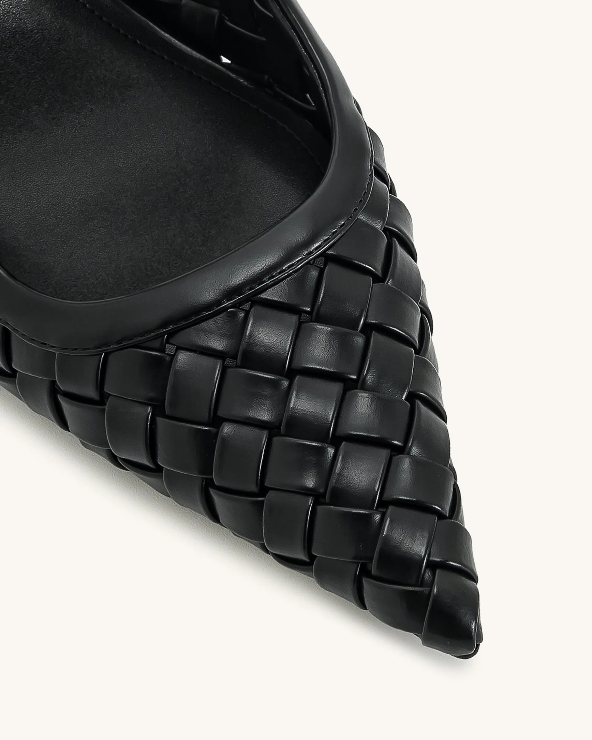 Helena Weave Pierced Mules - Black