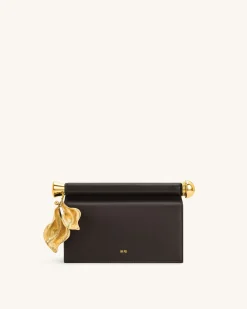 Holly Metal Pendant Embellished Clutch - Dark Brown