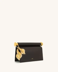 Holly Metal Pendant Embellished Clutch - Dark Brown
