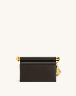 Holly Metal Pendant Embellished Clutch - Dark Brown