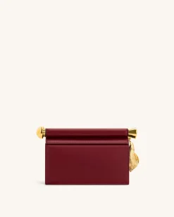 Holly Metal Pendant Embellished Clutch - Claret