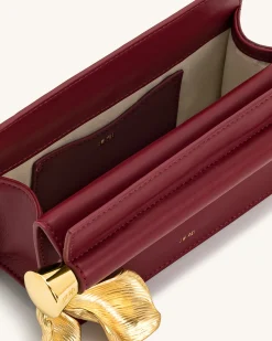 Holly Metal Pendant Embellished Clutch - Claret