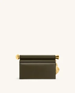 Holly Metal Pendant Embellished Clutch - Dark Olive