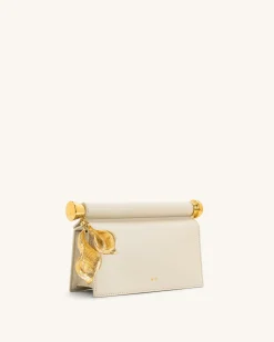 Holly Metal Pendant Embellished Clutch - White