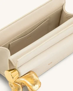 Holly Metal Pendant Embellished Clutch - White
