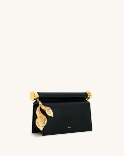 Holly Metal Pendant Embellished Clutch - Black