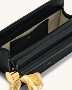 Holly Metal Pendant Embellished Clutch - Black