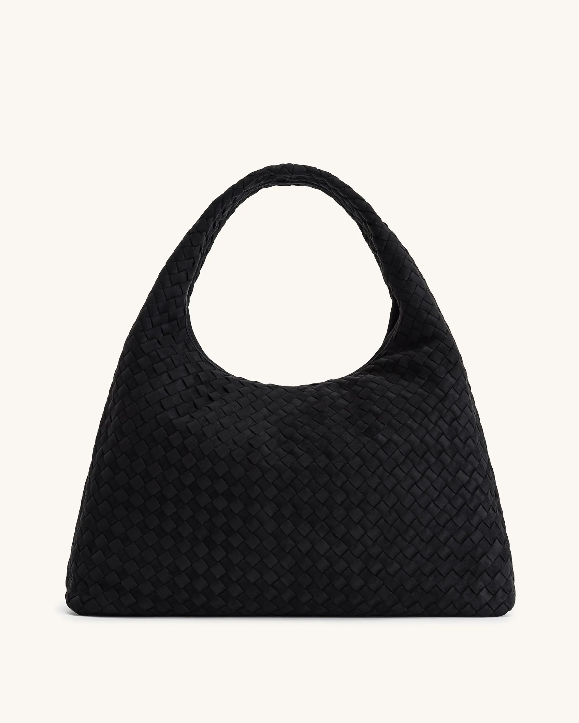 Iaura Faux Suede Woven Shoulder Bag - Black