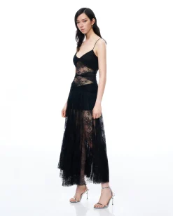 Indigo Floral Lace Dress - Black