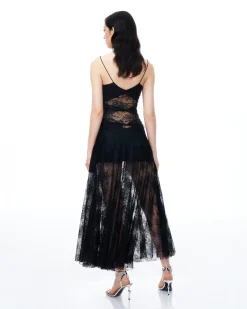Indigo Floral Lace Dress - Black