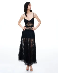 Indigo Floral Lace Dress - Black