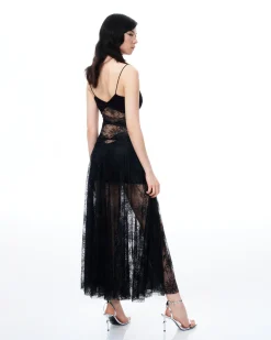 Indigo Floral Lace Dress - Black