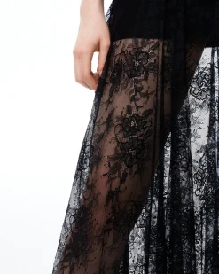 Indigo Floral Lace Dress - Black