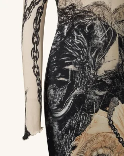 Isabella Vintage Print Dress - Brown & Black