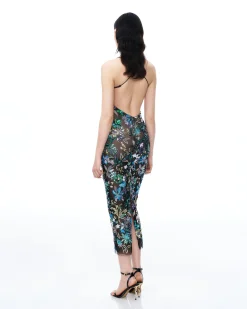 Isadora Floral Sequin Dress - Black Multi