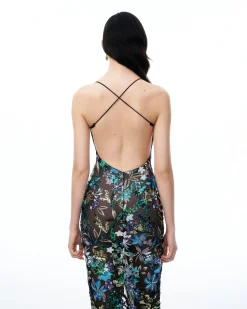 Isadora Floral Sequin Dress - Black Multi