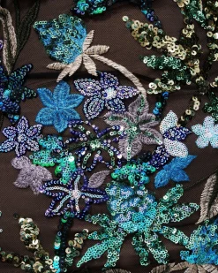 Isadora Floral Sequin Dress - Black Multi