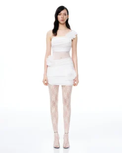 Isidore 3D Floral Wrinkles Mini Dress - White